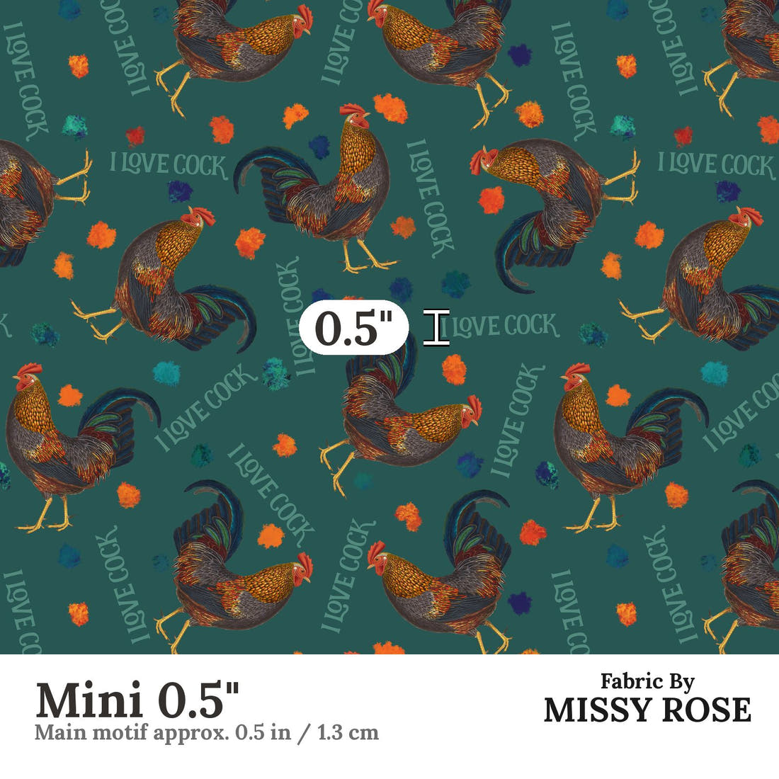 Profanity Fabric 296 Mini 0.5 inch print scale guide | Fabric by Missy Rose