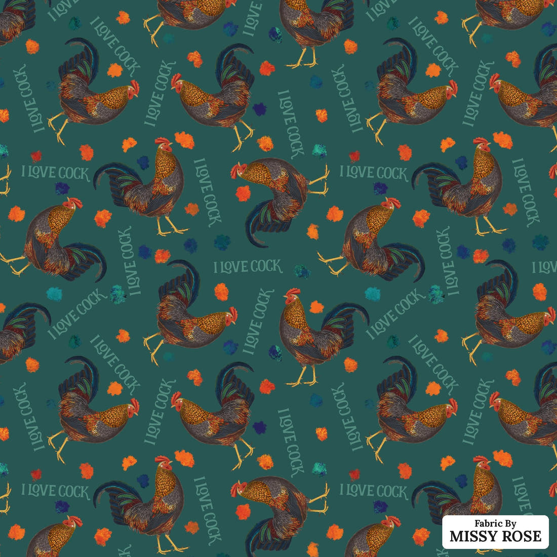 Profanity Fabric 296 - flat view of the print, zoom in for detail | Fabric by Missy Rose