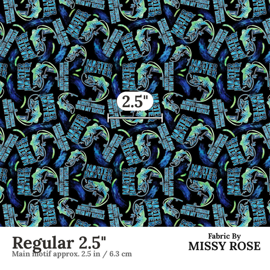 Profanity Fabric 297 Regular 2.5 inch print scale guide | Fabric by Missy Rose