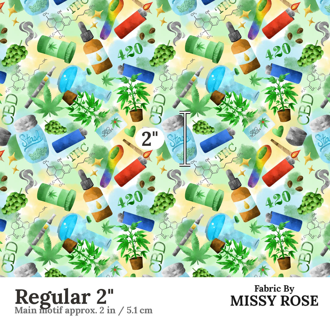 Profanity Fabric 298 Regular 2 inch print scale guide | Fabric by Missy Rose