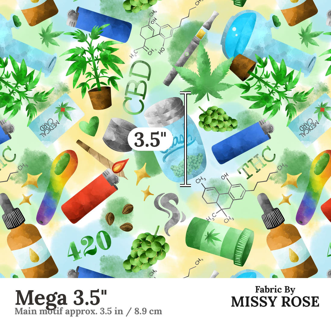 Profanity Fabric 298 Mega 3.5 inch print scale guide | Fabric by Missy Rose