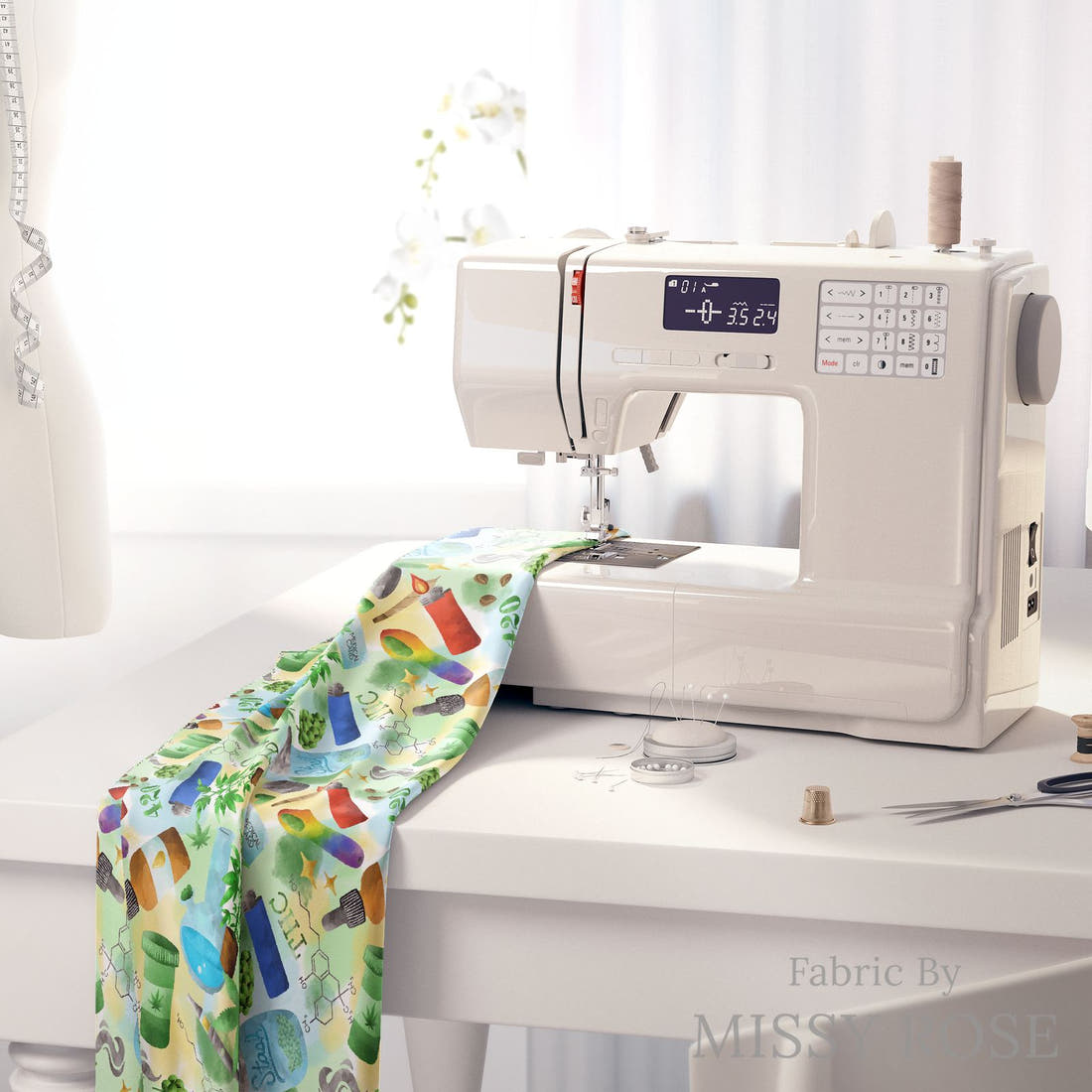 Profanity Fabric 298 on a sewing machine - premium fabric for sewing projects | Fabric by Missy Rose