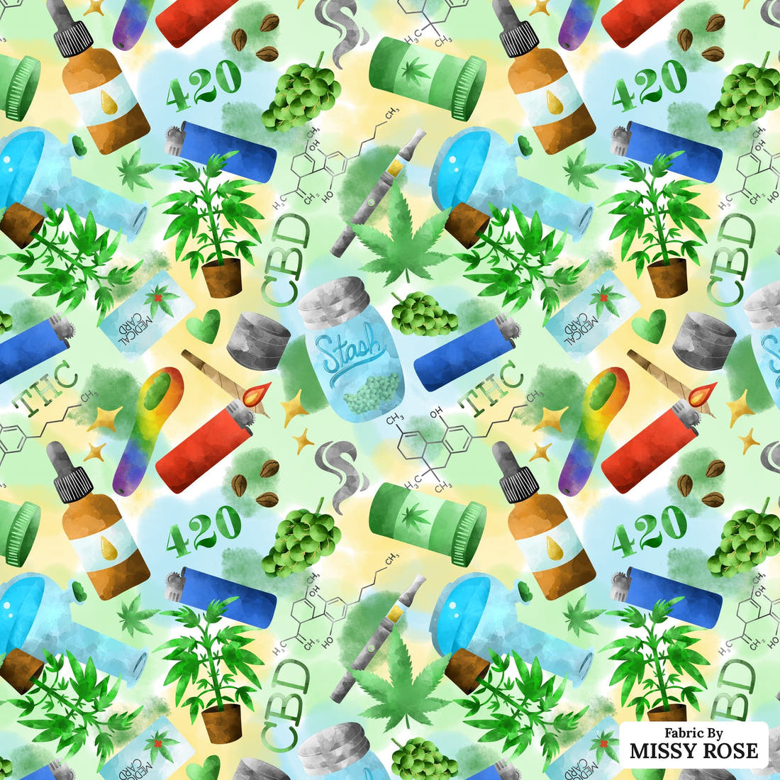 Profanity Fabric 298 - flat view of the print, zoom in for detail | Fabric by Missy Rose