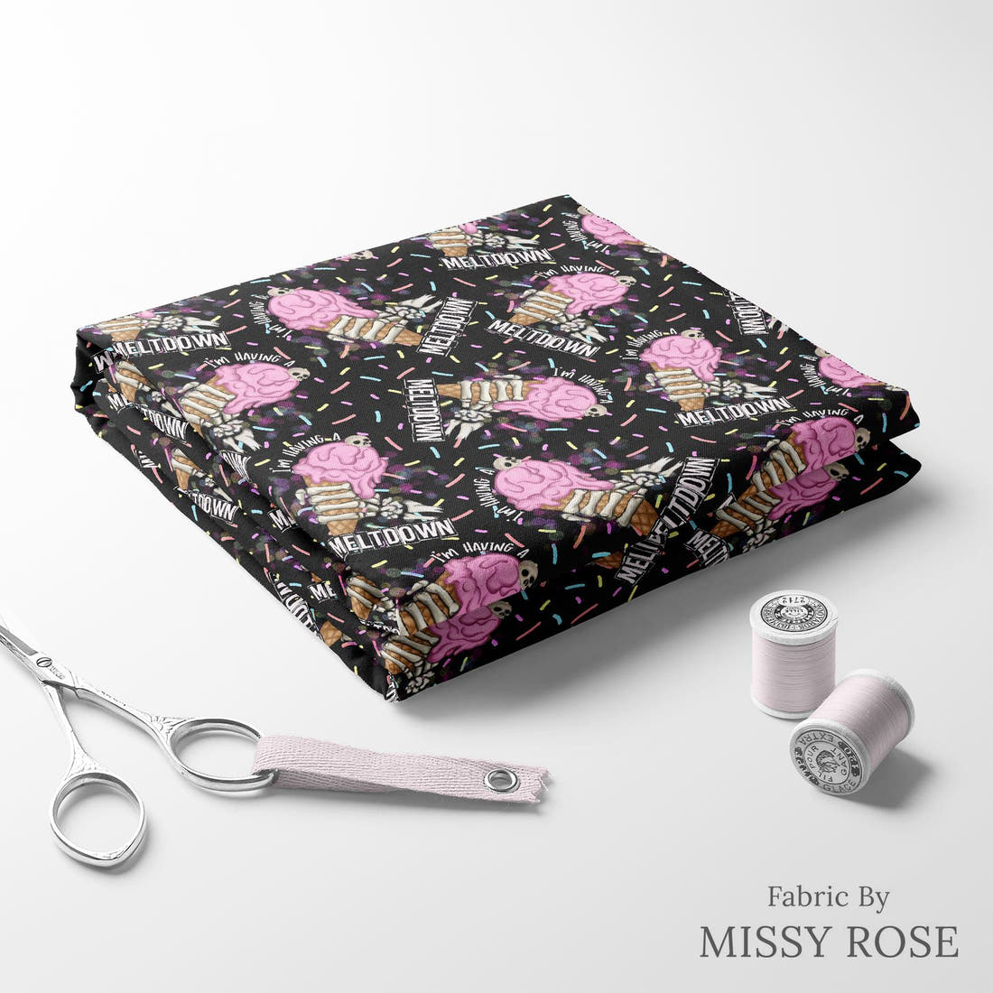 Profanity Fabric 299 folded fabric stack with matching thread - pre-order fabric Australia | Fabric by Missy Rose