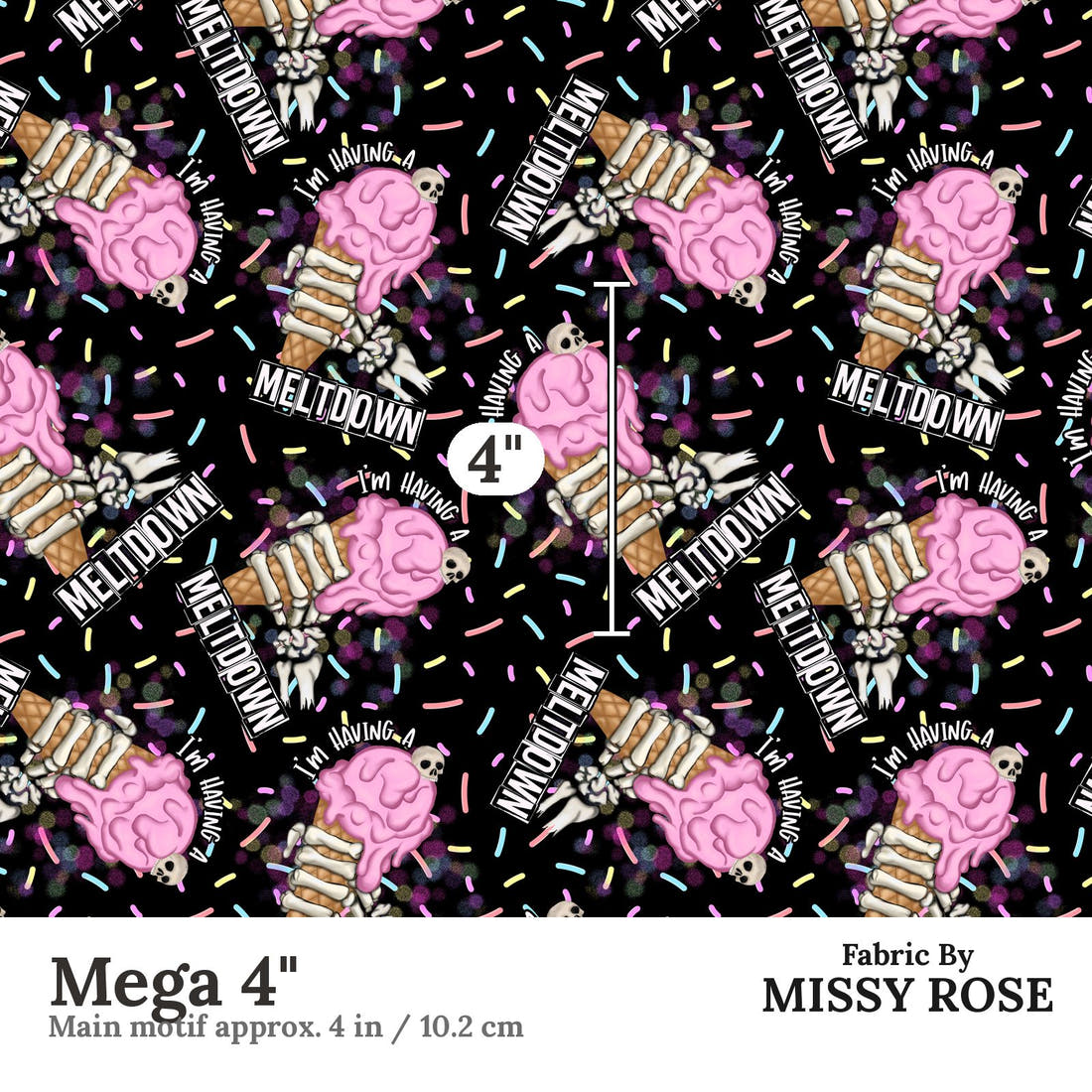 Profanity Fabric 299 Mega 4 inch print scale guide | Fabric by Missy Rose