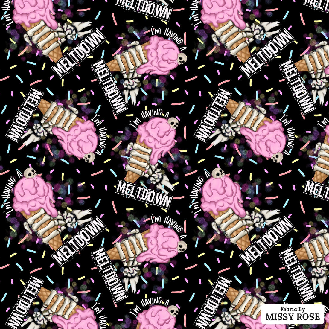 Profanity Fabric 299 - flat view of the print, zoom in for detail | Fabric by Missy Rose