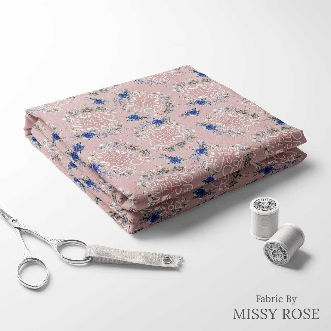 Profanity Fabric 03 folded fabric stack with matching thread - pre-order fabric Australia | Fabric by Missy Rose