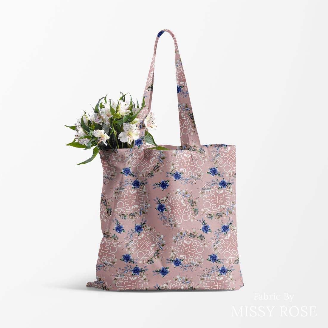 Profanity Fabric 03 made up as a tote bag - see how the print looks made up | Fabric by Missy Rose