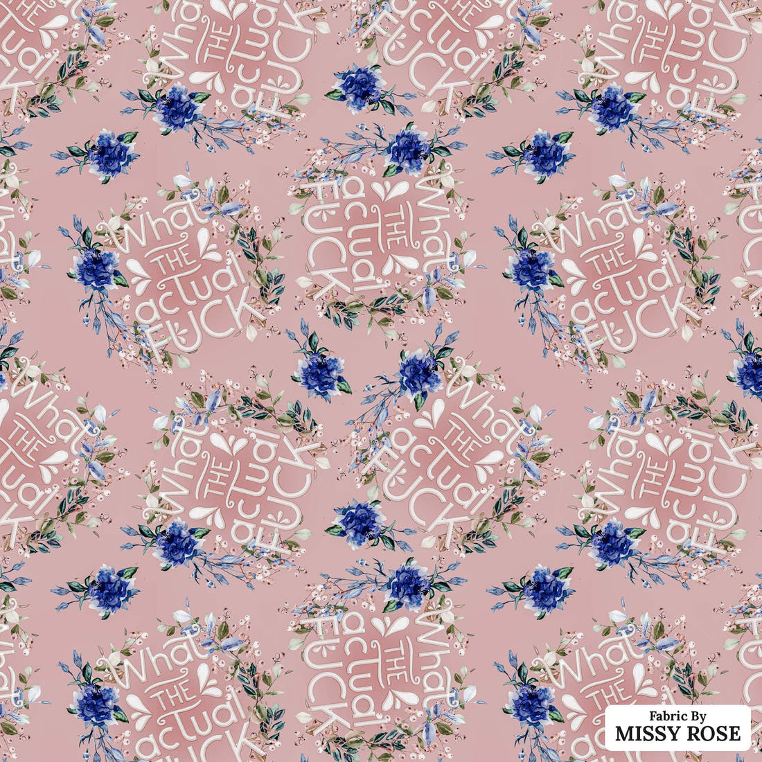 Profanity Fabric 03 - flat view of the print, zoom in for detail | Fabric by Missy Rose
