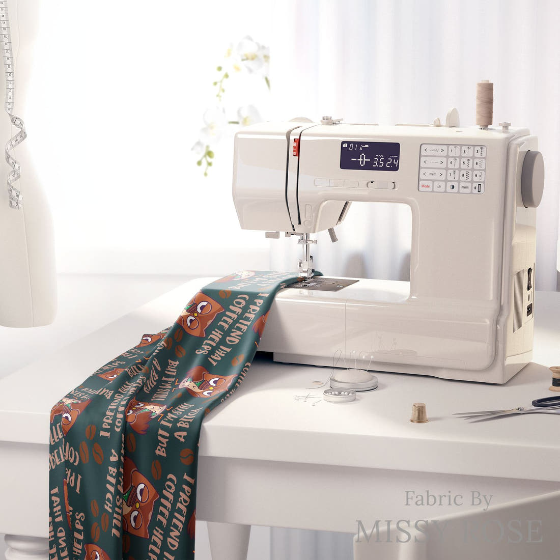 Profanity Fabric 30 on a sewing machine - premium fabric for sewing projects | Fabric by Missy Rose