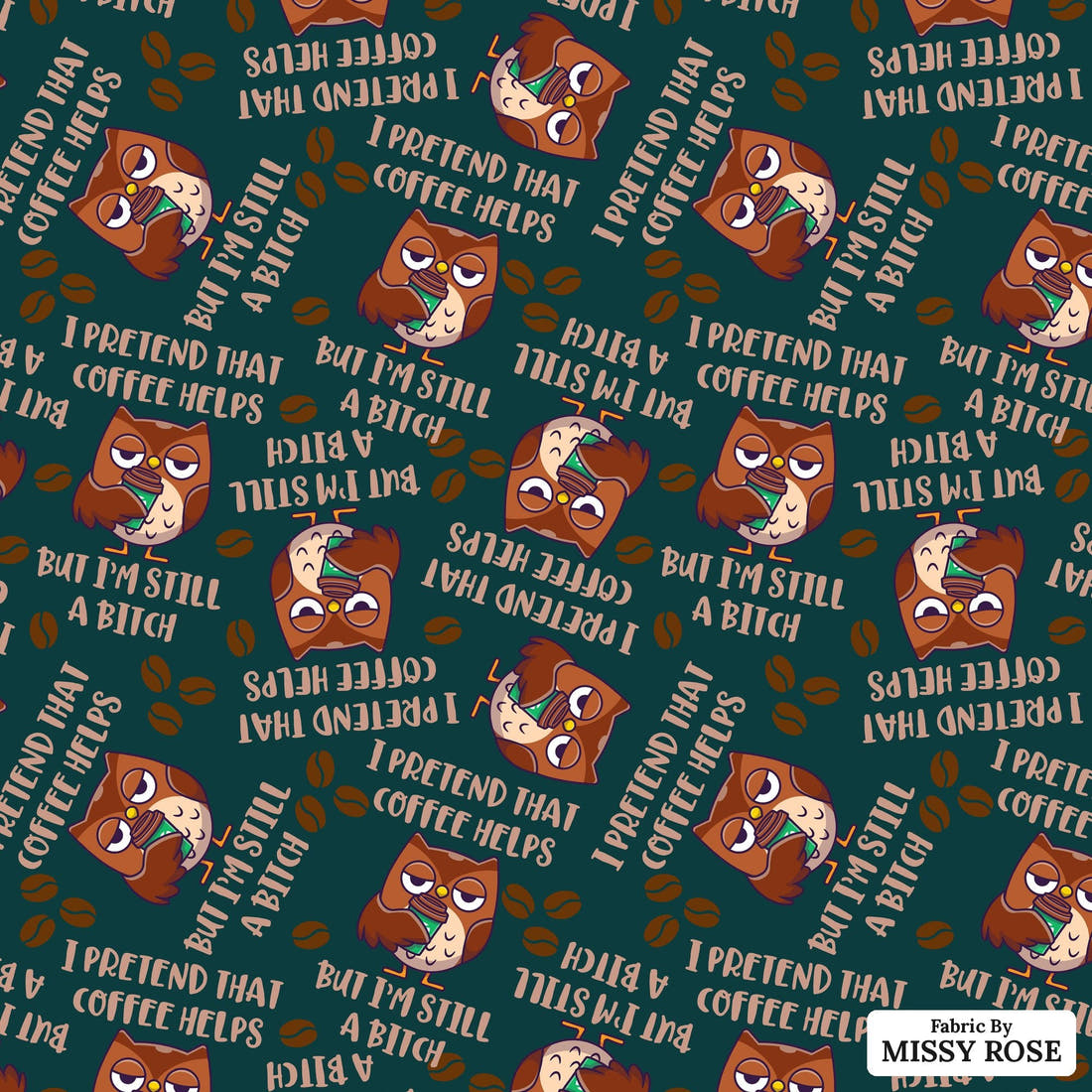 Profanity Fabric 30 - flat view of the print, zoom in for detail | Fabric by Missy Rose