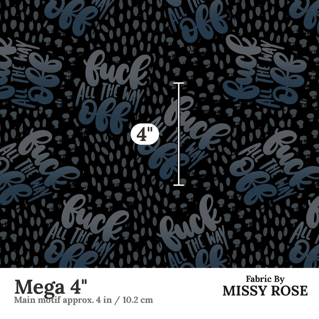 Profanity Fabric 301 Mega 4 inch print scale guide | Fabric by Missy Rose