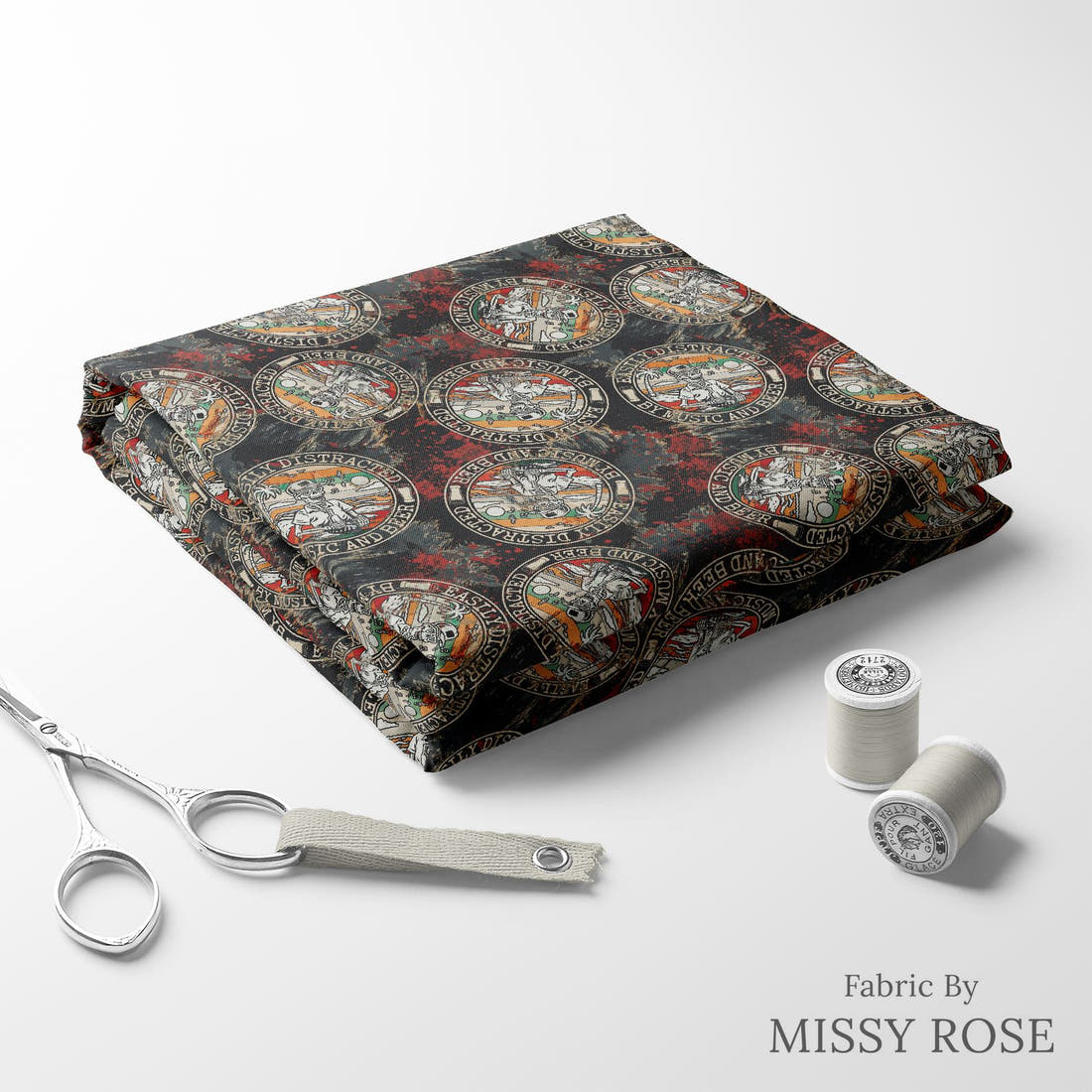 Profanity Fabric 302 folded fabric stack with matching thread - pre-order fabric Australia | Fabric by Missy Rose