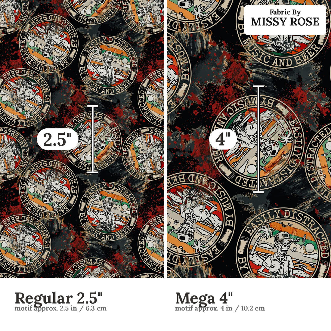 Profanity Fabric 302 Regular 2.5 inch vs Mega 4 inch print scale side by side | Fabric by Missy Rose