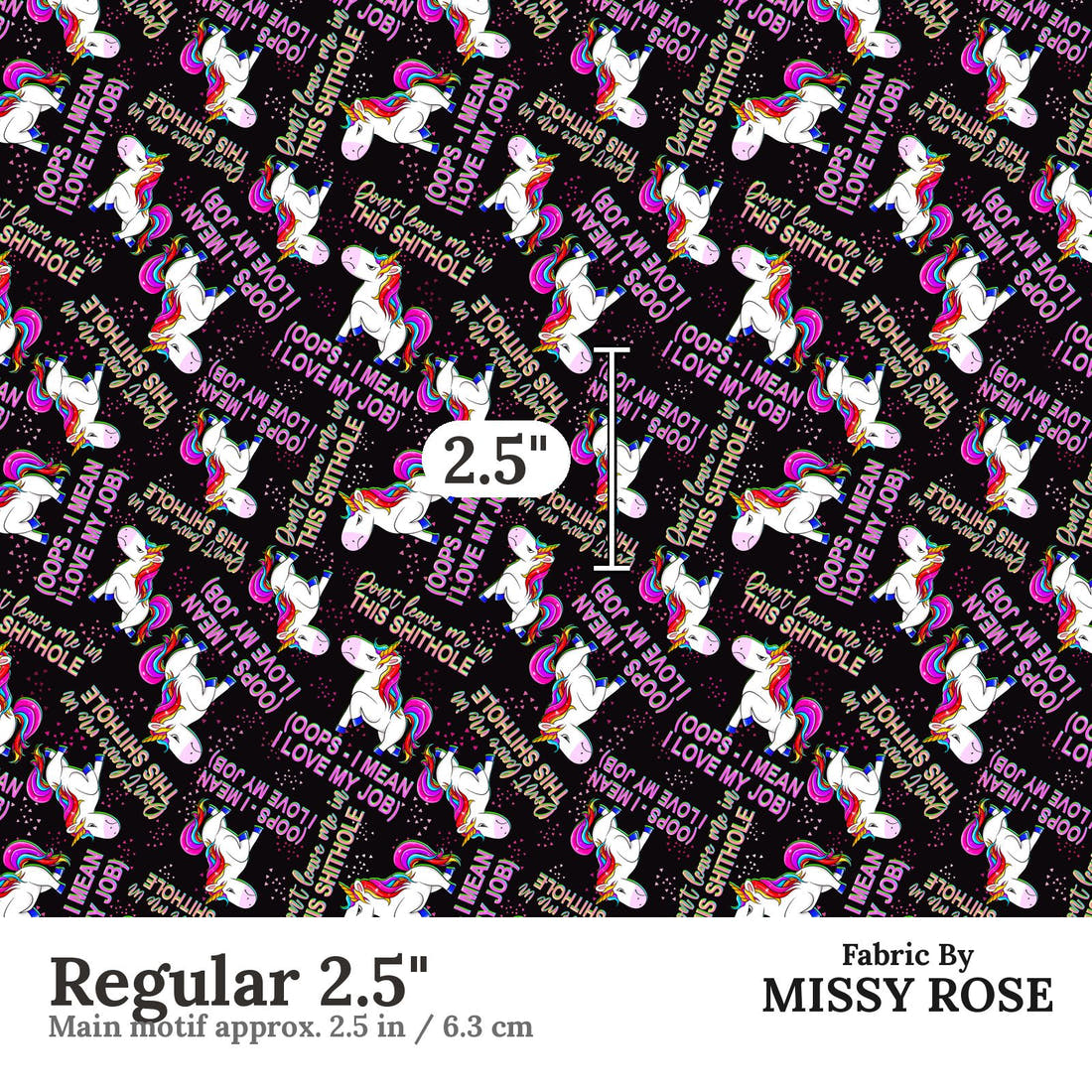 Profanity Fabric 303 Regular 2.5 inch print scale guide | Fabric by Missy Rose