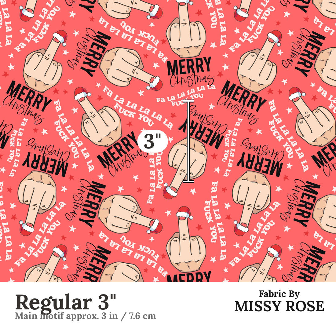 Profanity Fabric 306 Regular 3 inch print scale guide | Fabric by Missy Rose