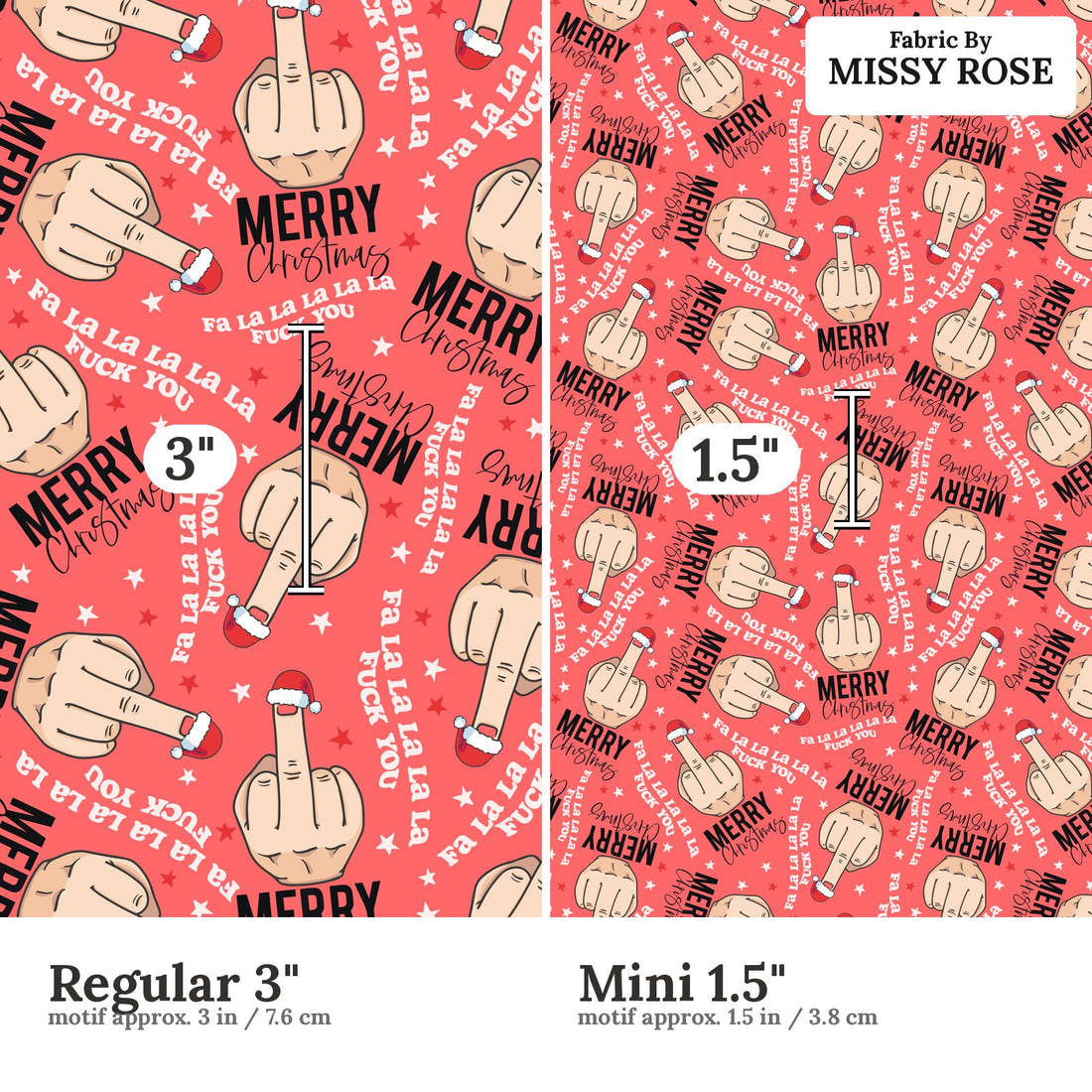 Profanity Fabric 306 Regular 3 inch vs Mini 1.5 inch print scale side by side | Fabric by Missy Rose