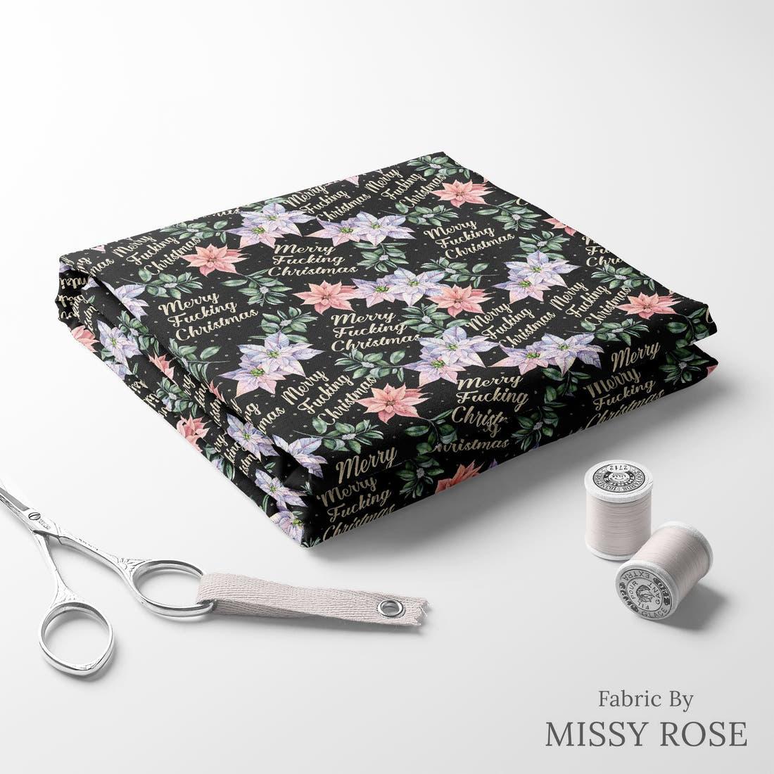 Profanity Fabric 307 folded fabric stack with matching thread - pre-order fabric Australia | Fabric by Missy Rose