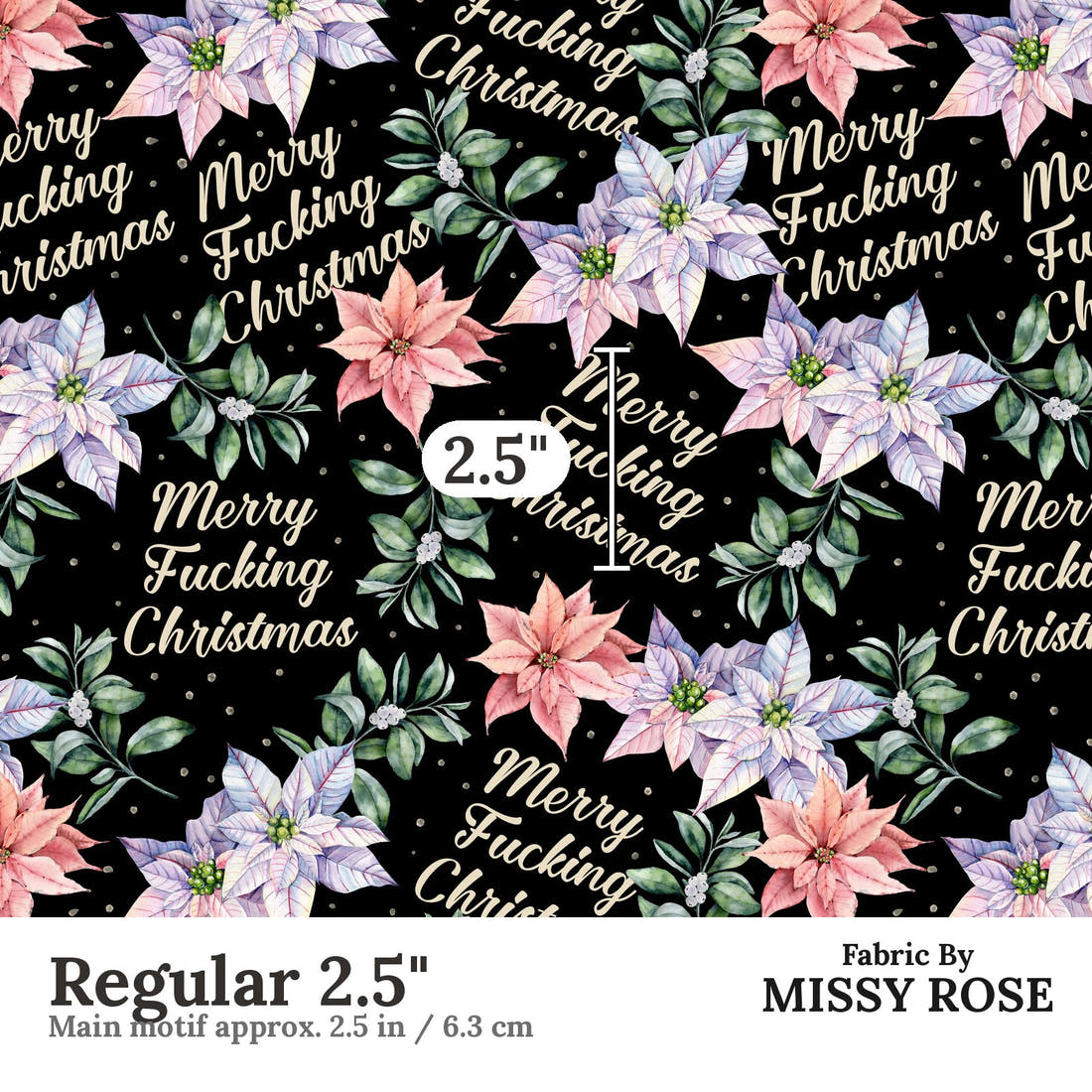Profanity Fabric 307 Regular 2.5 inch print scale guide | Fabric by Missy Rose