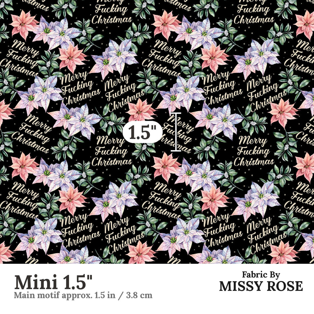 Profanity Fabric 307 Mini 1.5 inch print scale guide | Fabric by Missy Rose