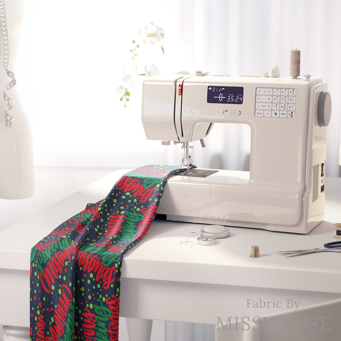 Profanity Fabric 308 on a sewing machine - premium fabric for sewing projects | Fabric by Missy Rose
