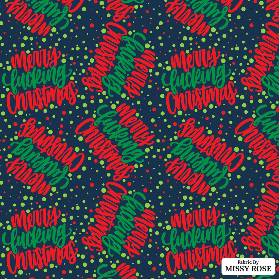 Profanity Fabric 308 - flat view of the print, zoom in for detail | Fabric by Missy Rose