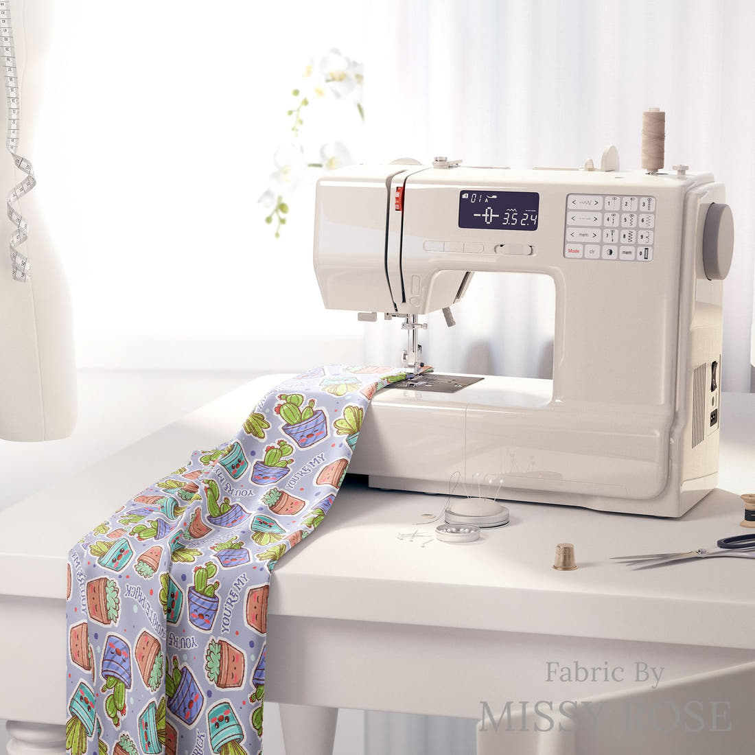 Profanity Fabric 309 on a sewing machine - premium fabric for sewing projects | Fabric by Missy Rose