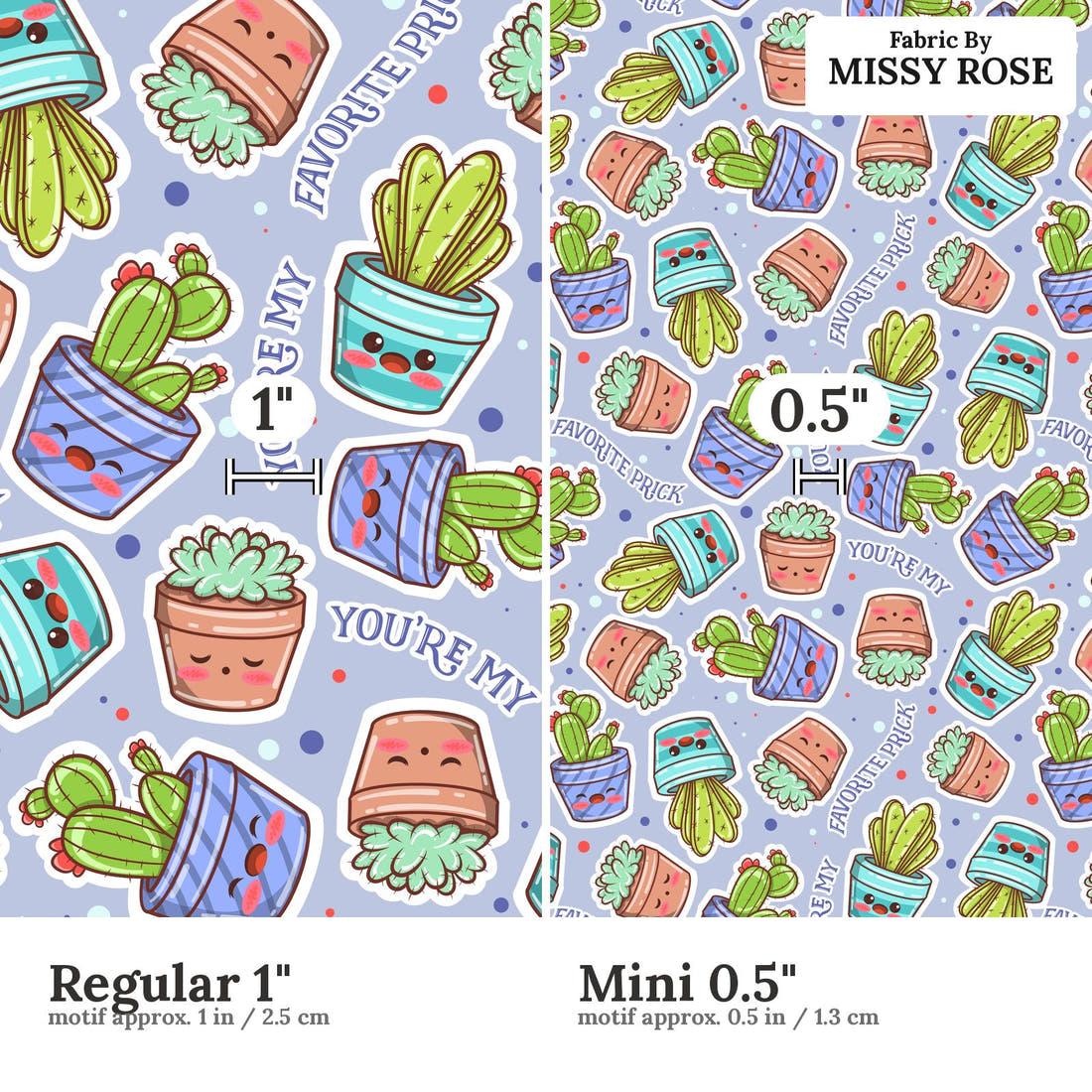 Profanity Fabric 309 Regular 1 inch vs Mini 0.5 inch print scale side by side | Fabric by Missy Rose
