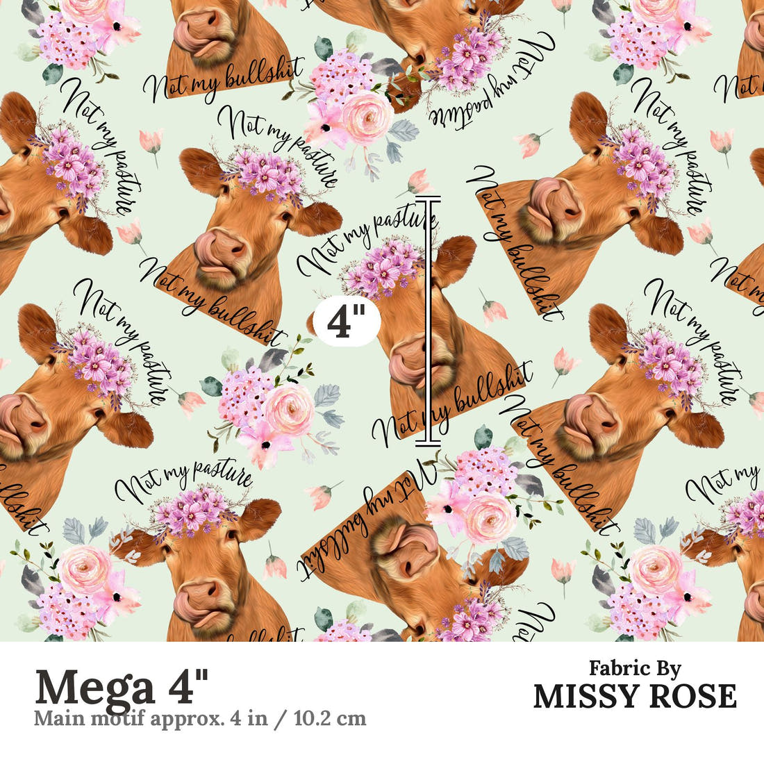 Profanity Fabric 31 Mega 4 inch print scale guide | Fabric by Missy Rose