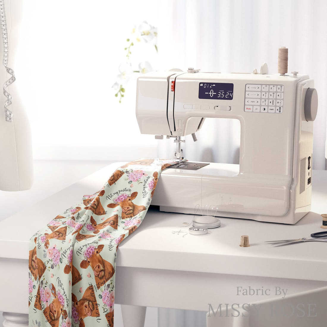 Profanity Fabric 31 on a sewing machine - premium fabric for sewing projects | Fabric by Missy Rose