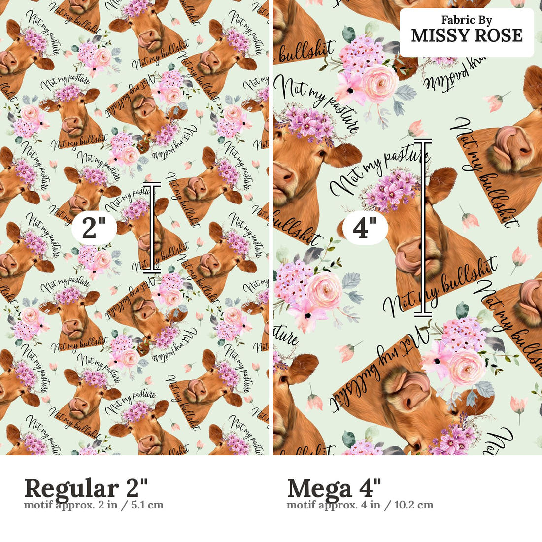 Profanity Fabric 31 Regular 2 inch vs Mega 4 inch print scale side by side | Fabric by Missy Rose