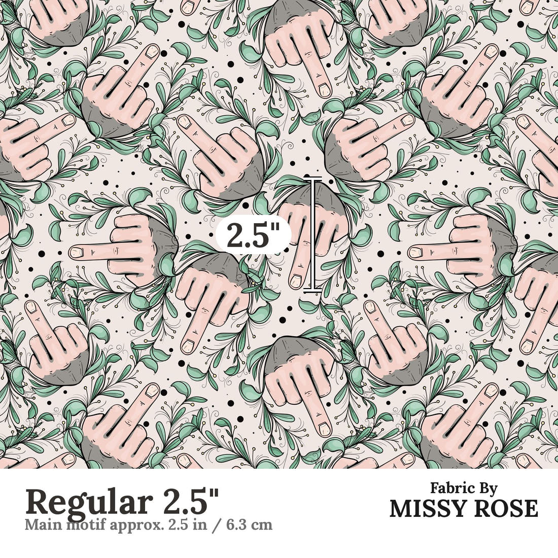 Profanity Fabric 310 Regular 2.5 inch print scale guide | Fabric by Missy Rose