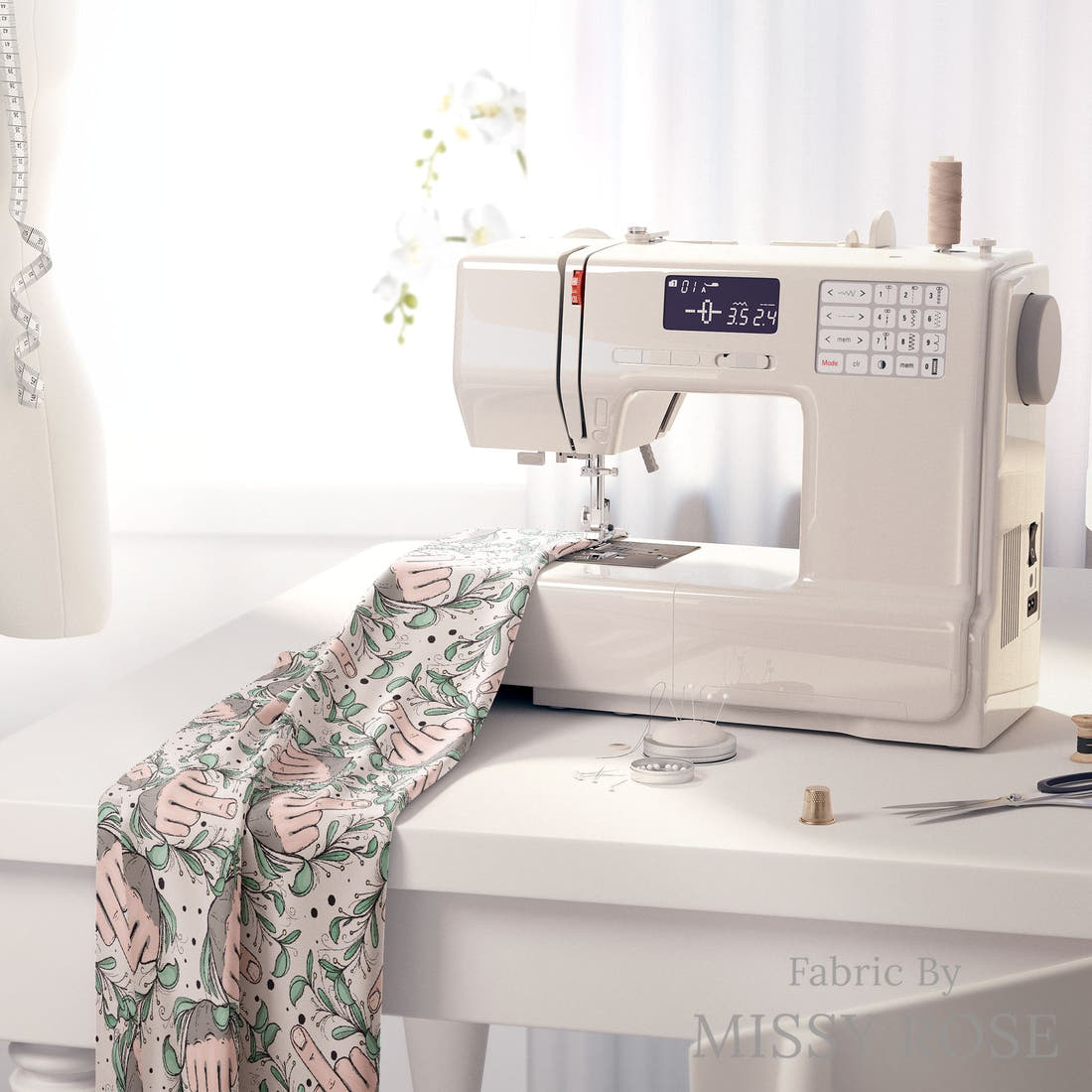 Profanity Fabric 310 on a sewing machine - premium fabric for sewing projects | Fabric by Missy Rose
