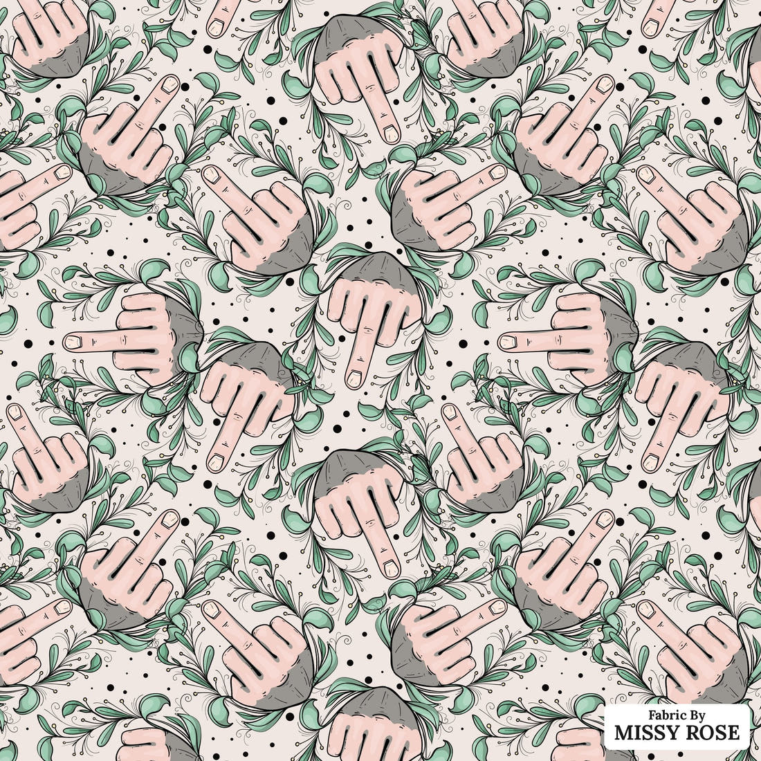 Profanity Fabric 310 - flat view of the print, zoom in for detail | Fabric by Missy Rose