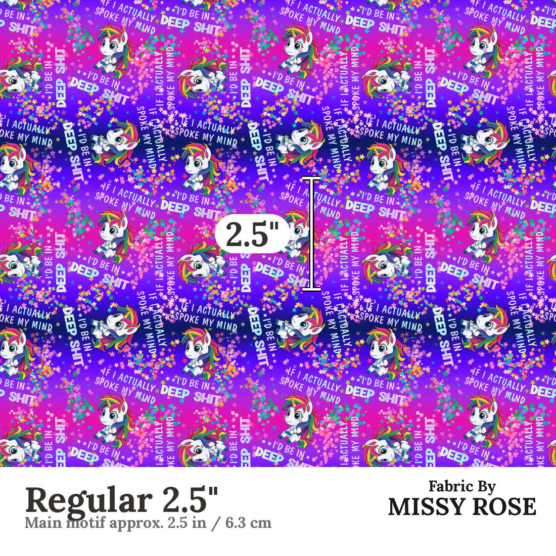 Profanity Fabric 311 Regular 2.5 inch print scale guide | Fabric by Missy Rose
