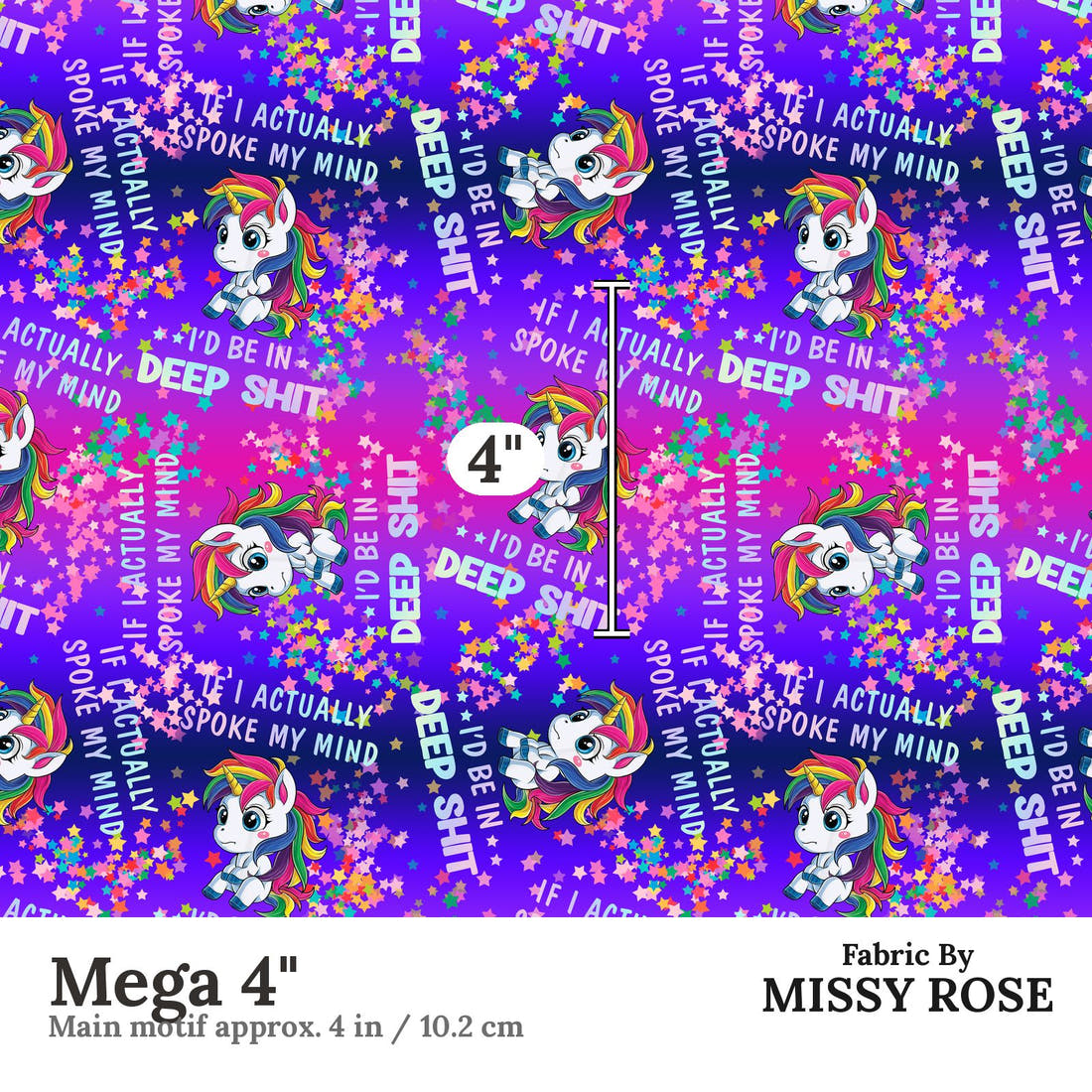 Profanity Fabric 311 Mega 4 inch print scale guide | Fabric by Missy Rose