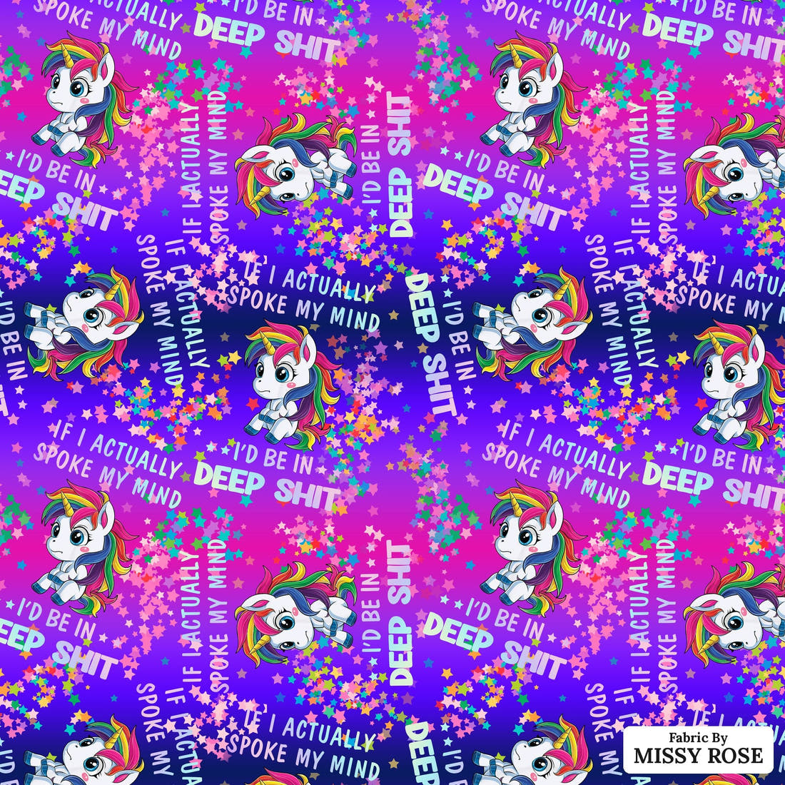 Profanity Fabric 311 - flat view of the print, zoom in for detail | Fabric by Missy Rose