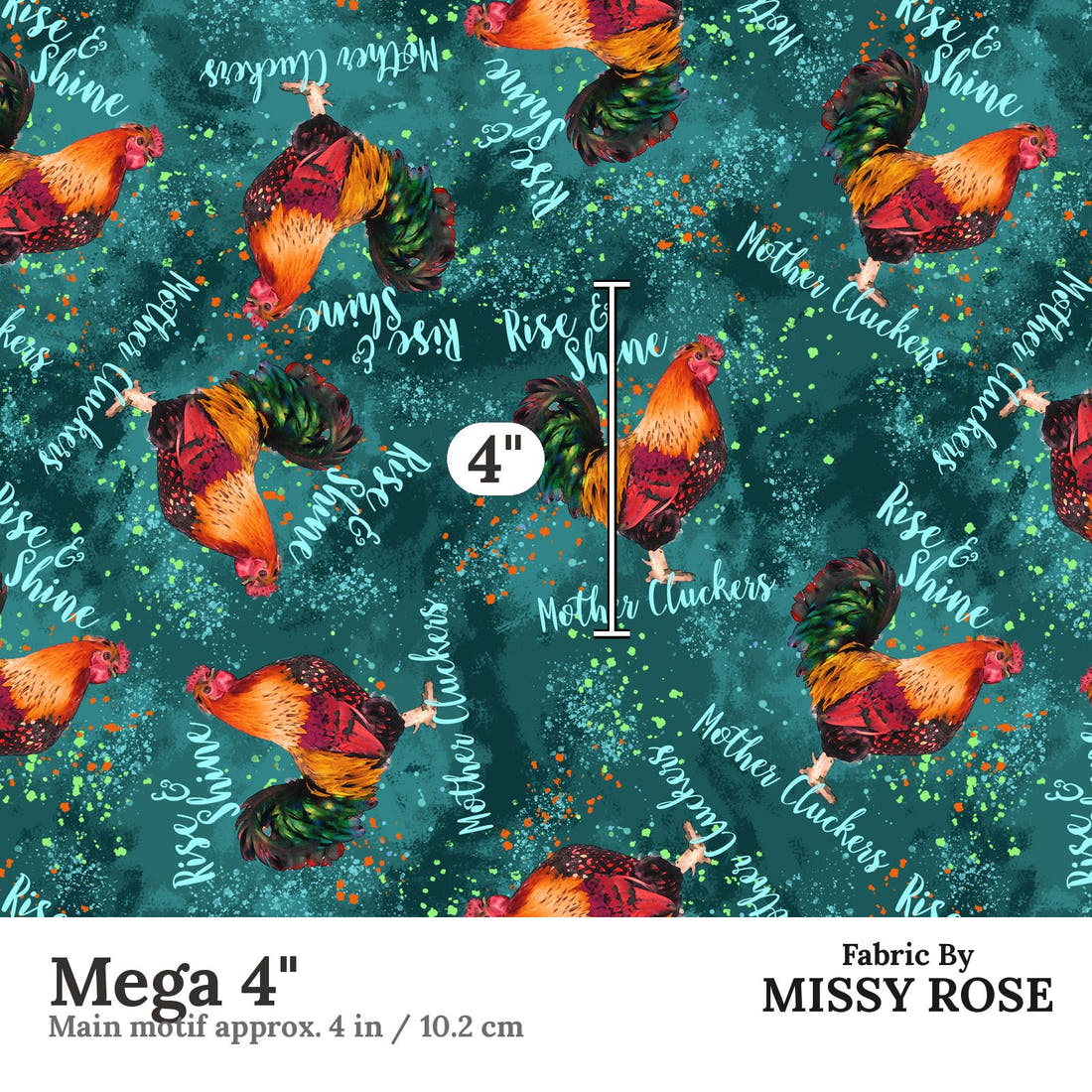 Profanity Fabric 312 Mega 4 inch print scale guide | Fabric by Missy Rose