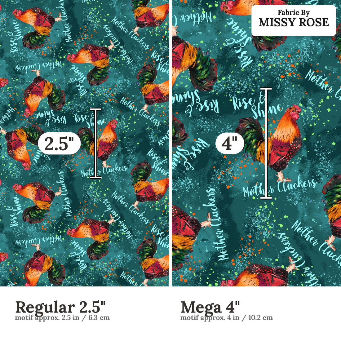 Profanity Fabric 312 Regular 2.5 inch vs Mega 4 inch print scale side by side | Fabric by Missy Rose