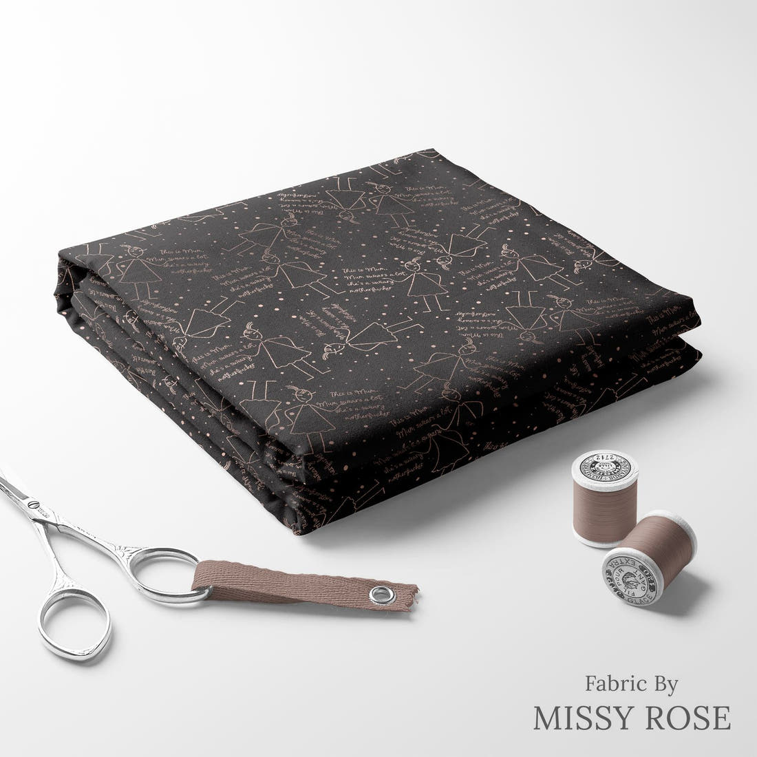 Profanity Fabric 313 folded fabric stack with matching thread - pre-order fabric Australia | Fabric by Missy Rose