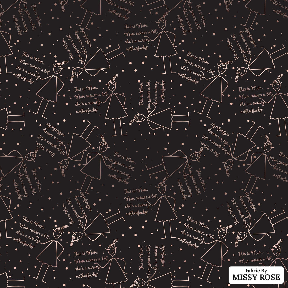 Profanity Fabric 313 - flat view of the print, zoom in for detail | Fabric by Missy Rose