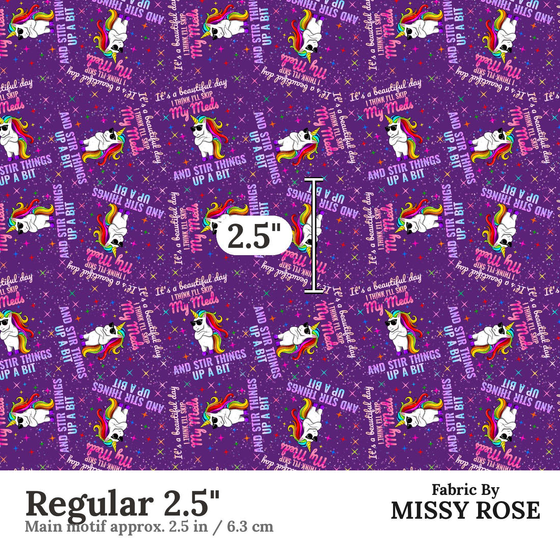 Profanity Fabric 315 Regular 2.5 inch print scale guide | Fabric by Missy Rose