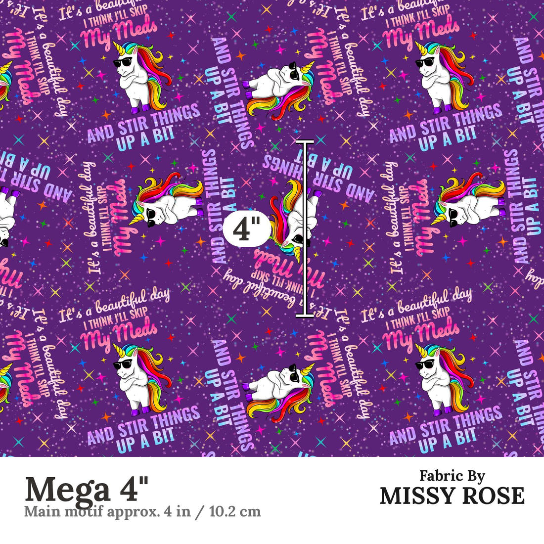 Profanity Fabric 315 Mega 4 inch print scale guide | Fabric by Missy Rose