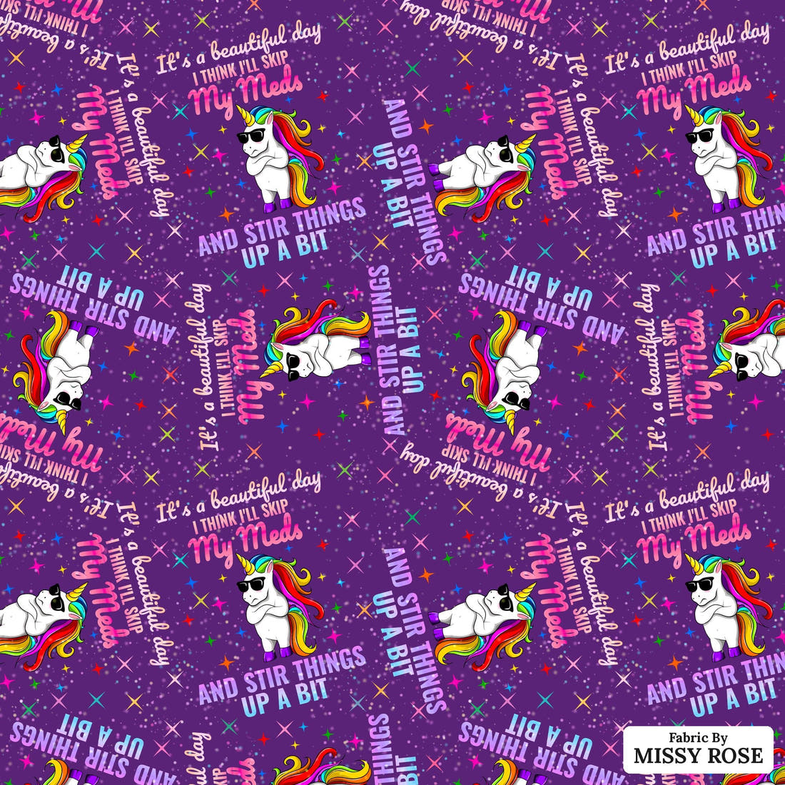 Profanity Fabric 315 - flat view of the print, zoom in for detail | Fabric by Missy Rose