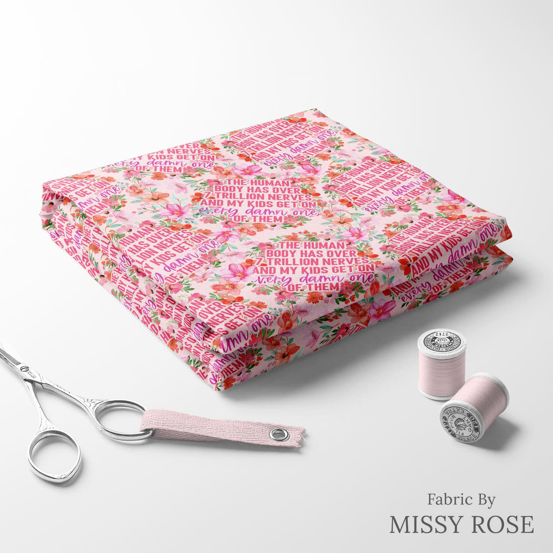 Profanity Fabric 318 folded fabric stack with matching thread - pre-order fabric Australia | Fabric by Missy Rose