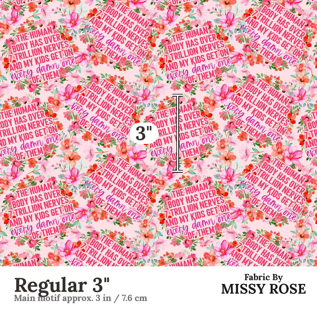 Profanity Fabric 318 Regular 3 inch print scale guide | Fabric by Missy Rose