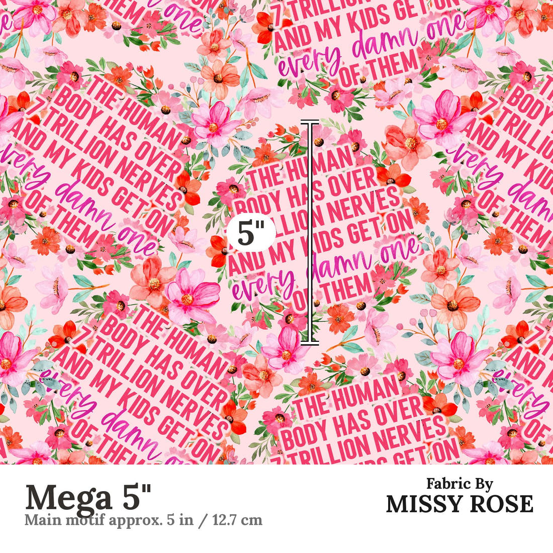 Profanity Fabric 318 Mega 5 inch print scale guide | Fabric by Missy Rose