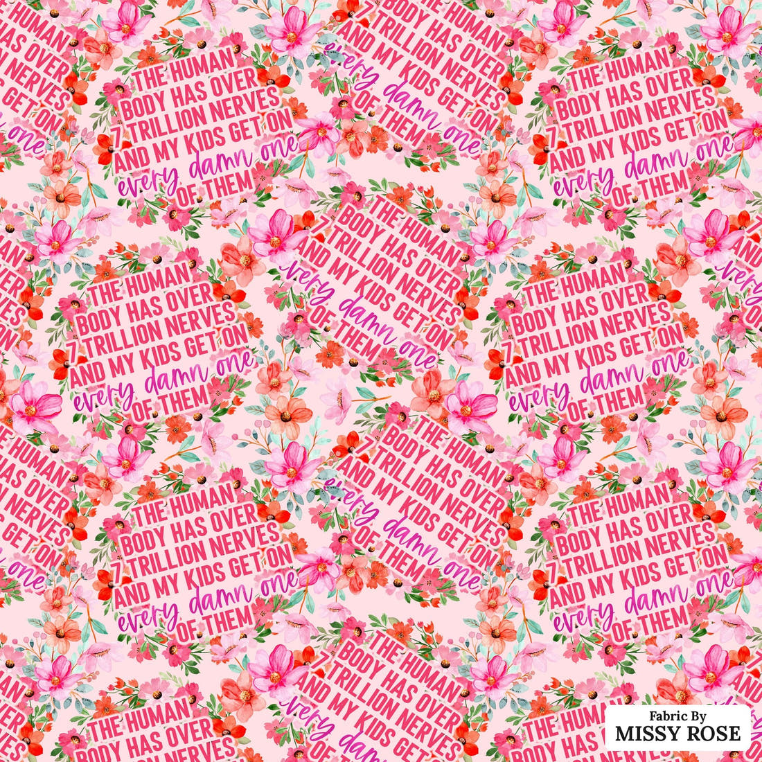 Profanity Fabric 318 - flat view of the print, zoom in for detail | Fabric by Missy Rose