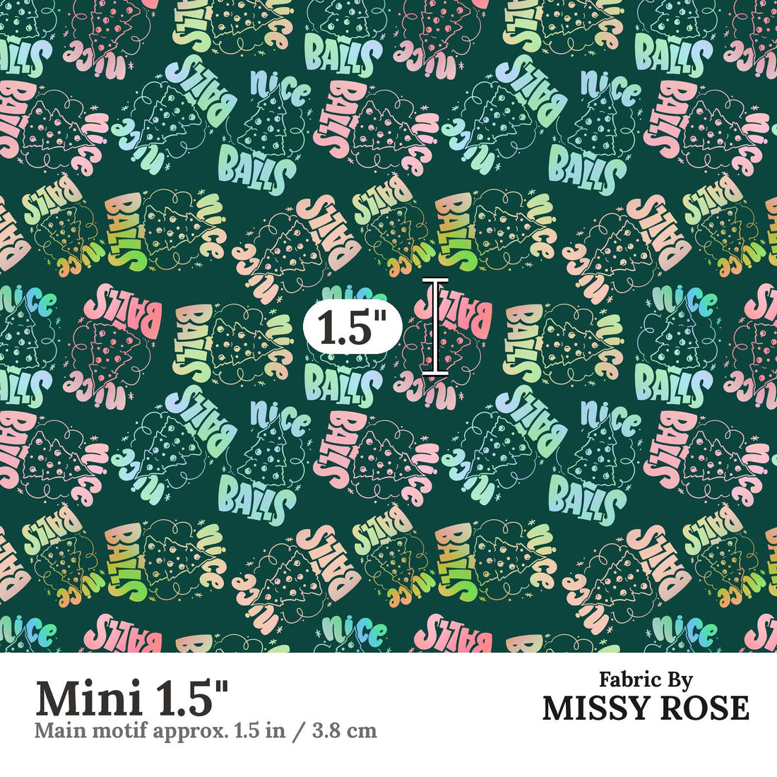 Profanity Fabric 319 Mini 1.5 inch print scale guide | Fabric by Missy Rose