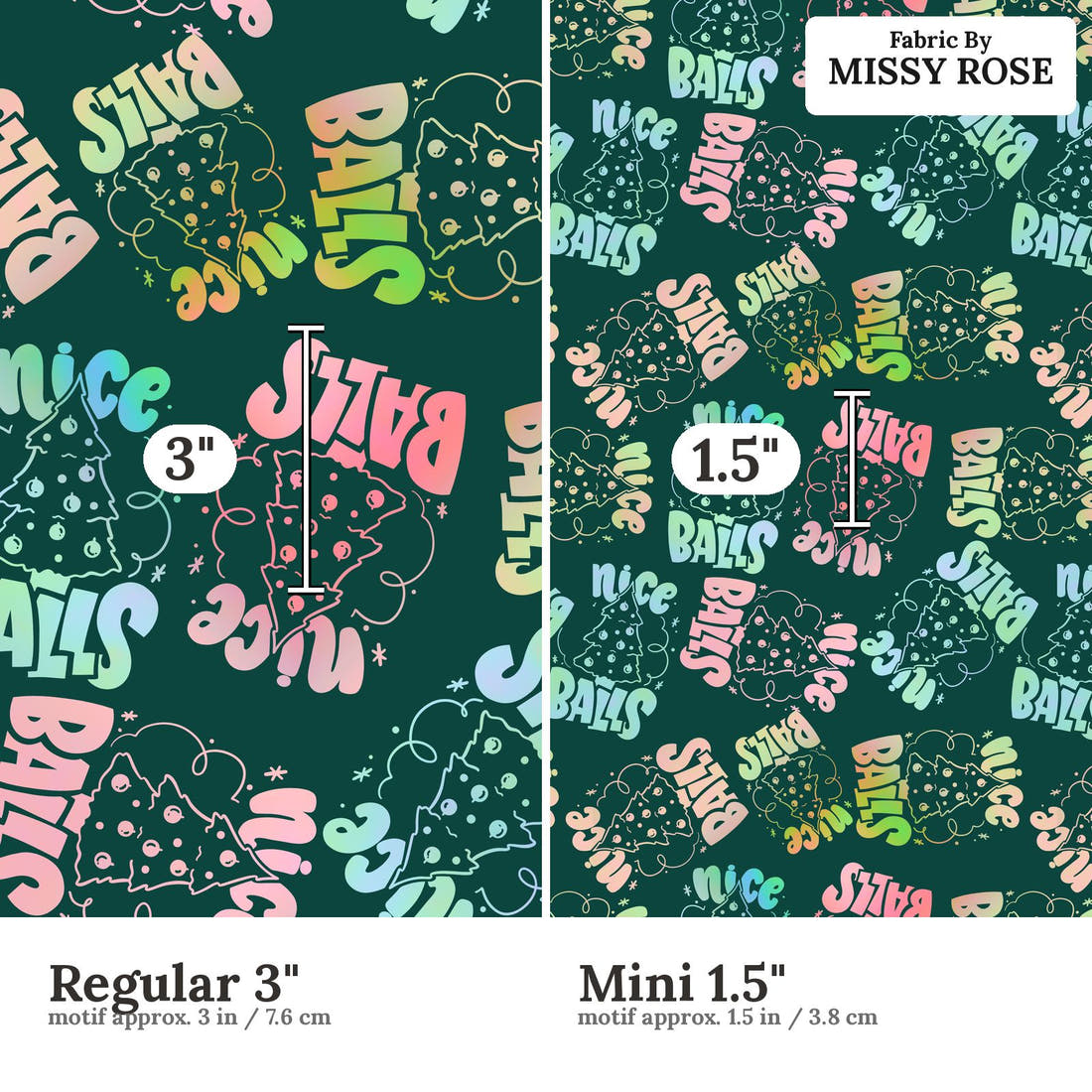 Profanity Fabric 319 Regular 3 inch vs Mini 1.5 inch print scale side by side | Fabric by Missy Rose
